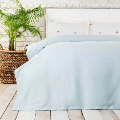 Karaca Home Boni Blue 100% Cotton Double Blanket [200x220cm] |  200.20.01.0124