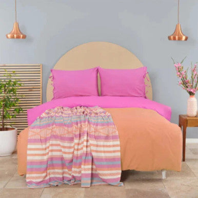 Karaca Home Basic Fuchsia-Orange Double Sided Double Duvet Cover Set |  200.20.01.0612