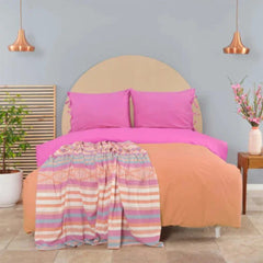 Karaca Home Basic Fuchsia-Orange Double Sided Double Duvet Cover Set |  200.20.01.0612