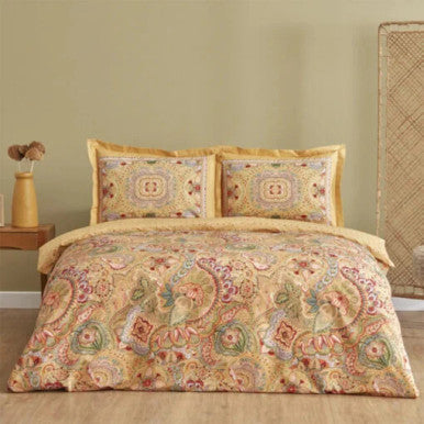 Karaca Home Manas 100% Cotton Double Duvet Cover Set [Mustard] |  200.20.01.0712