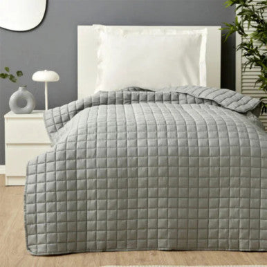 Karaca Home Heavy Satin Glass Beaded Quilt Double [140x200cm] Grey |  200.21.01.0303