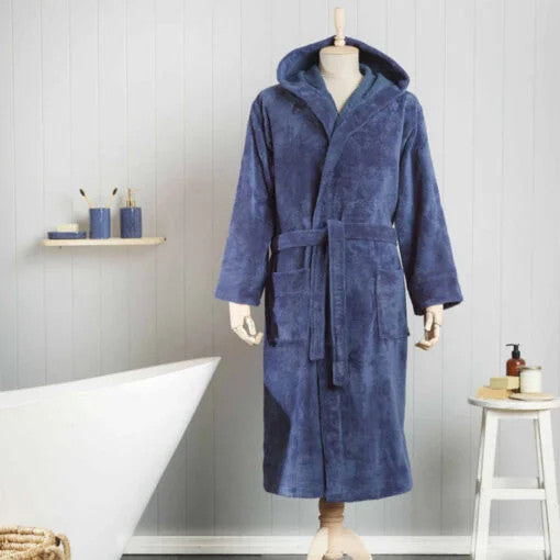 Karaca Home Motto Indigo Triga Polyester Bathrobe S/M – 100% Cotton  |  200.21.01.0333