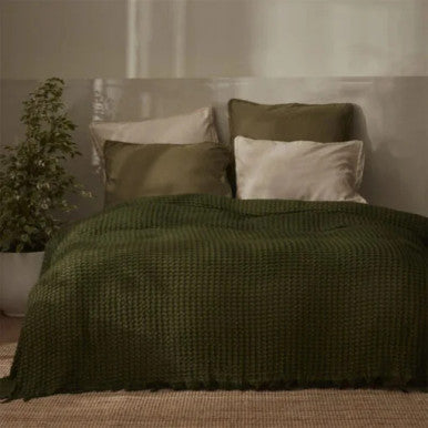 Karaca Home Casey Double Waffle Blanket Green [200x230cm] |  200.22.01.0086