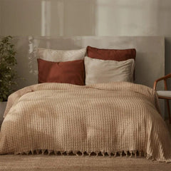 Karaca Home Casey Double Waffle Blanket [200x230cm] Beige |  200.22.01.0087