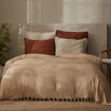 Karaca Home Casey Double Waffle Blanket [200x230cm] Beige |  200.22.01.0087