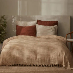 Karaca Home Casey Double Waffle Blanket [200x230cm] Beige |  200.22.01.0087