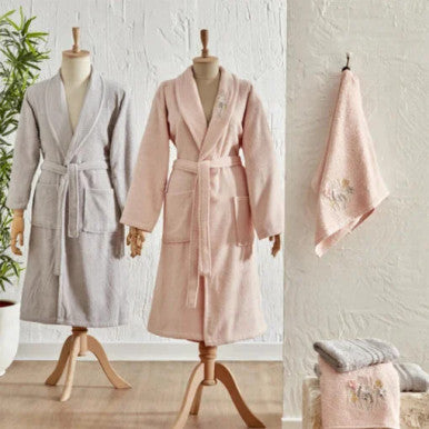 Karaca Home Russell 3D Embroidered 6Pcs Family Bathroom Set Grey-Powder |  200.22.05.0097