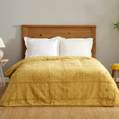 Karaca Home Blair Single Embos Blanket Mustard [160x220cm] |  200.22.05.0165