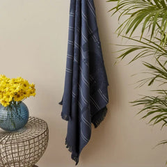 Karaca Home Denim Palm 100% Cotton Bath Towels 85x150cm Navy Blue |  200.22.14.0237