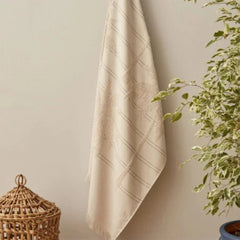 Karaca Home Denim Palm 100% Cotton Bath Towels 85x150cm Beige | 200.22.14.0239