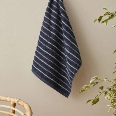 Karaca Home Denim Blue Striped 100% Cotton Face Towels 50x90cm Navy Blue |  200.22.14.0243