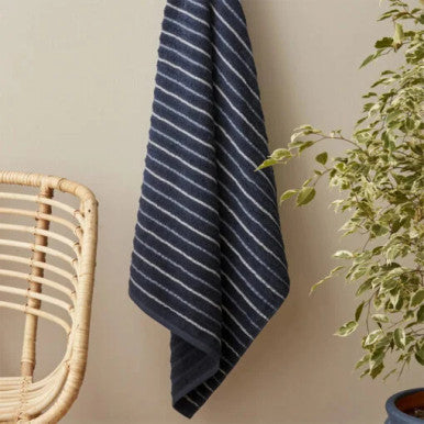 Karaca Home Denim Blue Striped 100% Cotton Bath Towels 85x150cm Navy Blue |  200.22.14.0244
