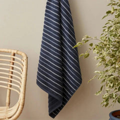 Karaca Home Denim Blue Striped 100% Cotton Bath Towels 85x150cm Navy Blue |  200.22.14.0244