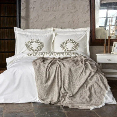 Karaca Home Casandra 100% Cotton Double Embroidered Duvet Cover Set |  200.22.14.0280