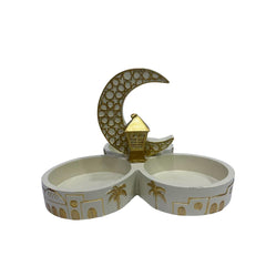 Ramadan Resin Crescent Moon Double Snack Bowl Holder | 2002-49