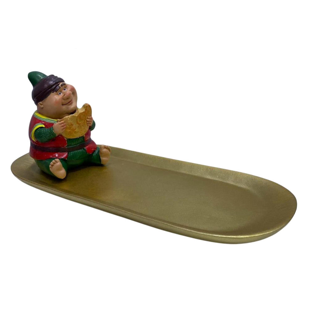 Ramadan Resin Figurine Snack Tray Holder – Gold Oval Tray | 2002-62