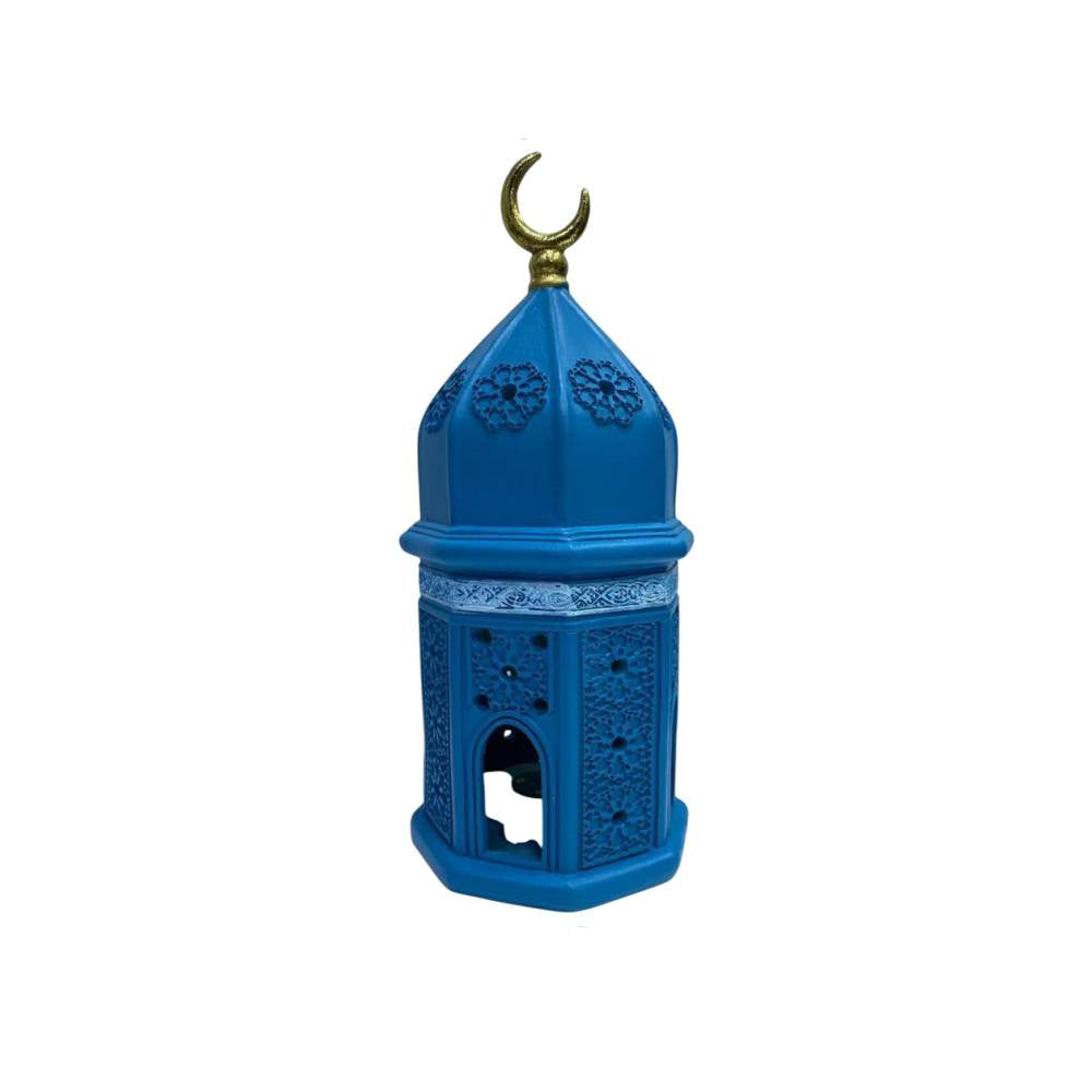Ramadan Resin Incense Burner Blue Tower with Gold Crescent | 2002-69