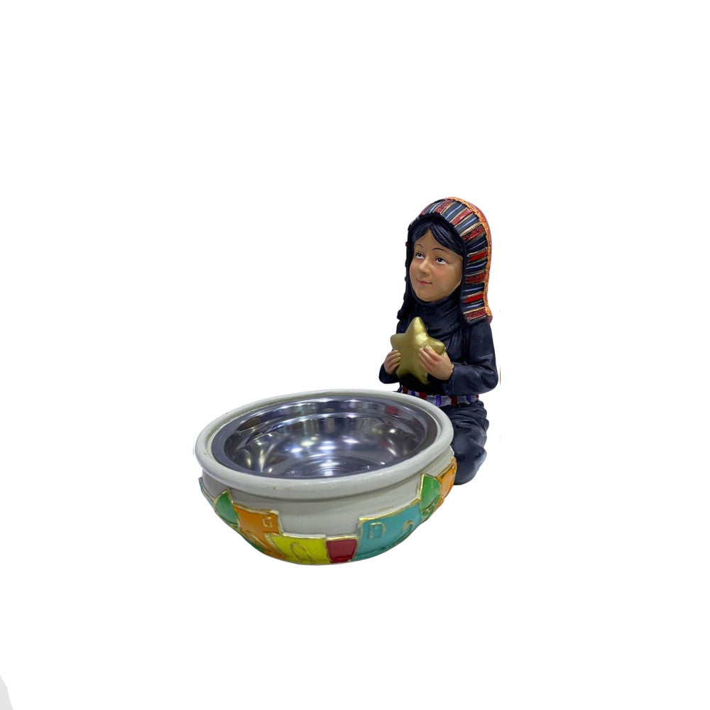 Ramadan Girl Figurine with Metal Bowl – Star Design | 2002-9