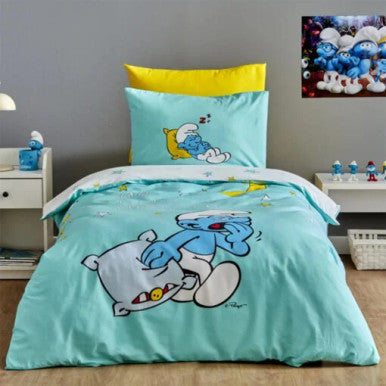 Karaca Home Smurfs Sleepy Smurf 100% Cotton Single Duvet Cover Set |  203.09.01.0007
