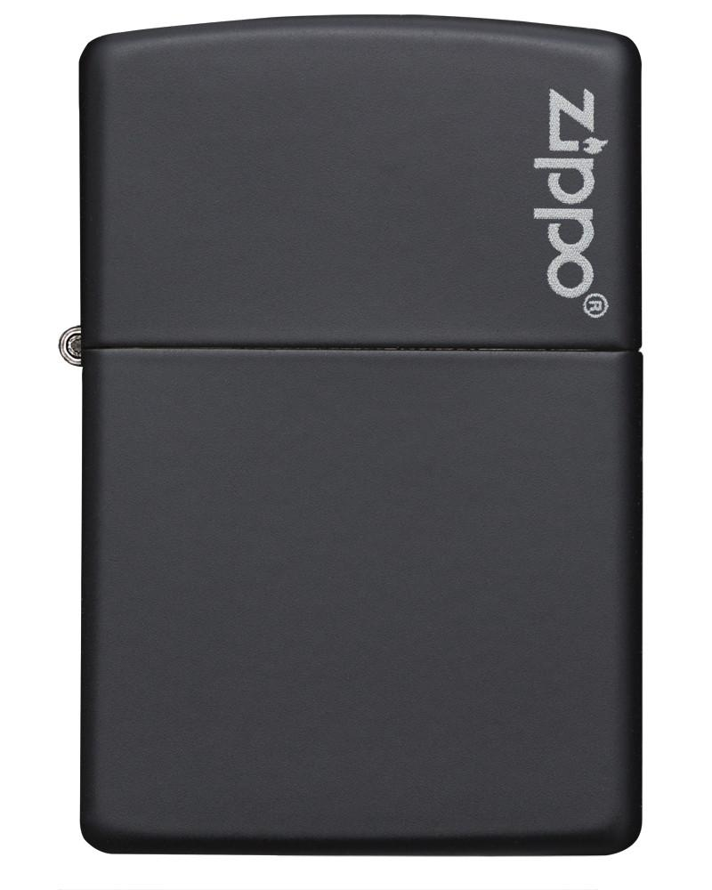 Zippo Matte Black Logo Windproof Lighter | 218ZL