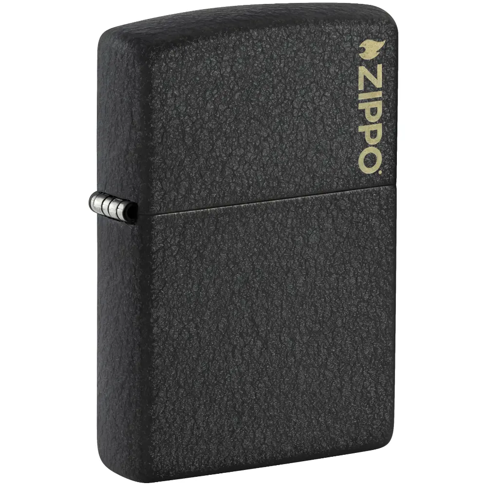 Zippo Black Crackle Zippo Logo Windproof Lighter | 236ZL