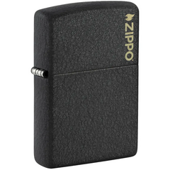 Zippo Black Crackle Zippo Logo Windproof Lighter | 236ZL