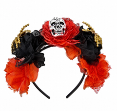 Halloween Pumpkin Mask with Red Feather Trim | AL2618