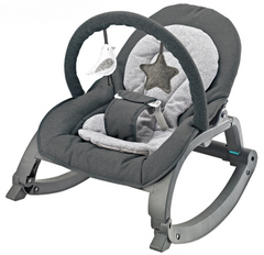 Baby Rocker Chair with Adjustable Recline & Soft Toys - Grey | 27272