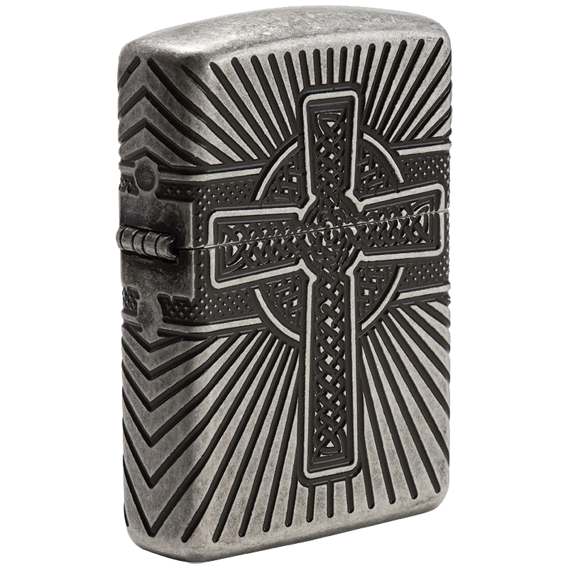 Zippo Armor Celtic Cross Design Lighter - Antique Silver | 29667
