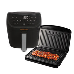 Russell Hobbs Satisfry Air Fryer – 8 Litre Extra Large + Free George Foreman Fit Grill Medium |  27170-56 + 25810-56