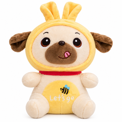 Cute Pug Plush Toy with Yellow Hood | W3216