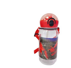 Spider-Man-Themed Straw Water Bottle with Strap 400ml Red | SH-2012F