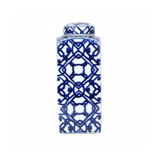 Karaca Home Deco Blue White Ceramic Rectangular Cube 37cm |  300.21.02.0176