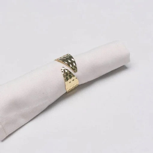 Karaca Home Hammered Metal Napkin Ring Set, 2Pcs [Gold] | 300.22.02.0467