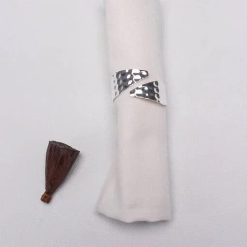 Karaca Home Hammered Metal Napkin Ring Set, 2Pcs [Silver] |  300.22.02.0468