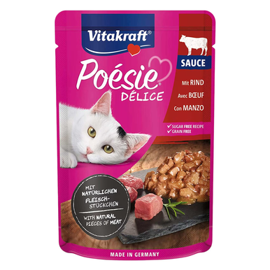 Vitakraft Poésie Délice Adult Wet Cat Food with Beef in Gravy 85g | P-CT-85G-B