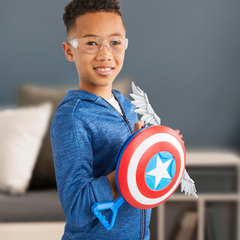 Hasbro Marvel Studios Captain America Brave New World NERF Skyshot Blaster, Shield Roleplay Toy | HBAVF9302