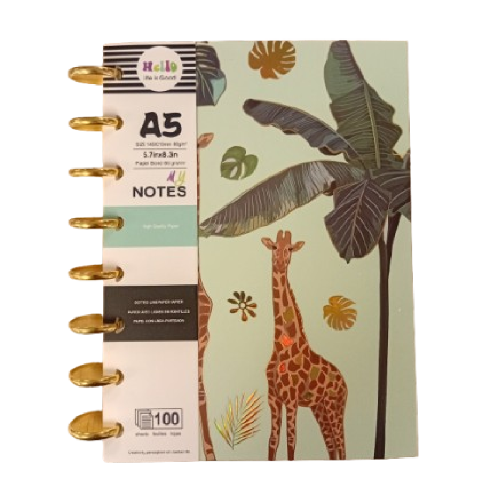 Notebook - Green Animal Print - 20.5x15.5cm - Giraffe | D318