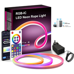 WIFI RGBIC Neon Rope Light: 10M 300LED WiFi Neon LED Strip Light 12V with Music Sync, Smart Life App Control, 10 Meters