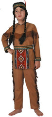 Indian Boy Costume (Top, Pants, Headband, Belt) - Small Size (110–120 cm) | 091411
