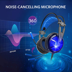 ABKONCORE Gaming Headset B581 with 7.1 Surround Sound, PS4 Headset with Noise-Cancelling Mic, On-Ear Volume&Mute Controls, Breathable Earcup, LED Light, USB Gaming Headphone for PS4 Console, PC, Laptop
