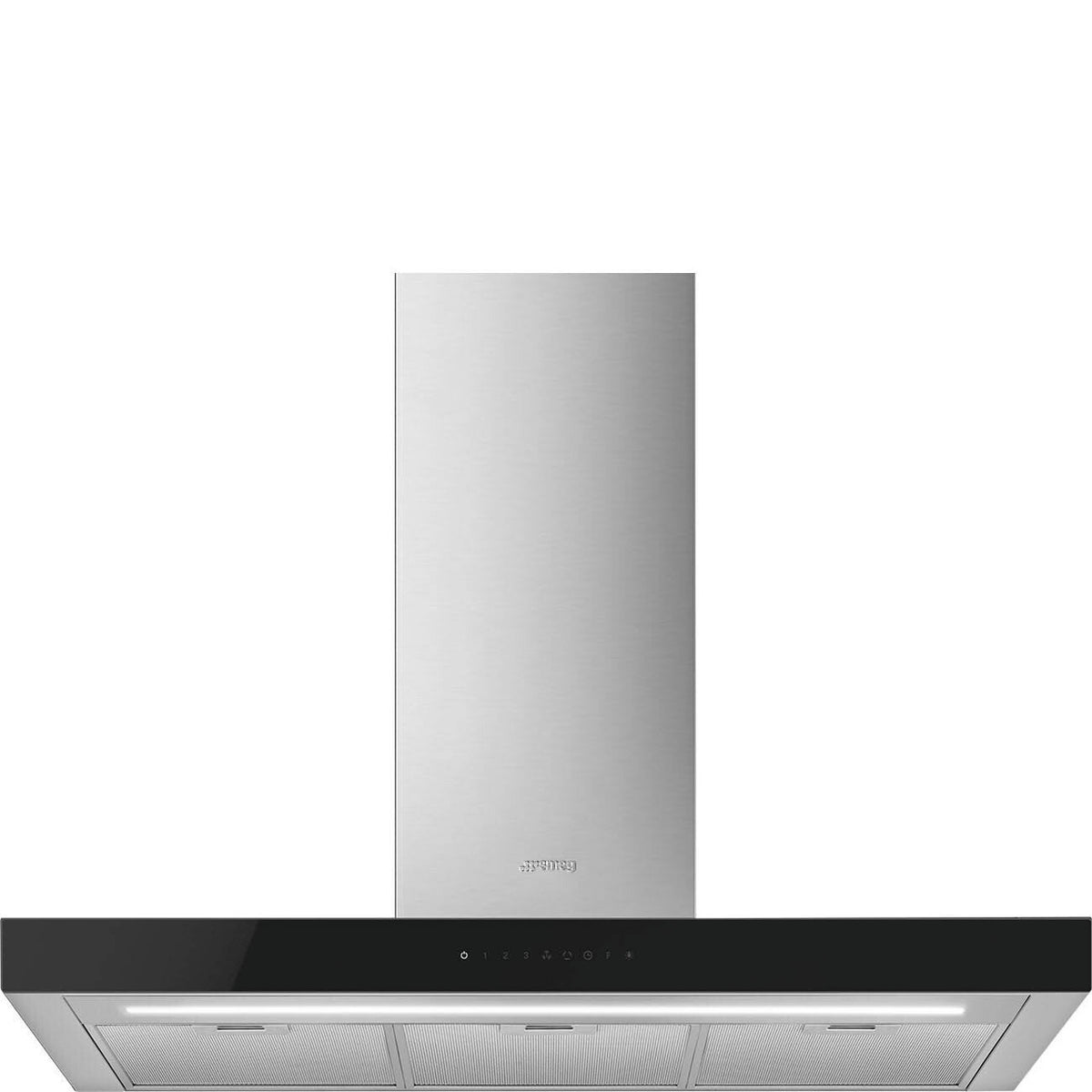 Smeg Wall Mounted Hood 90cm 453 m³/h Stainless Steel Black Glass | KBT9L4VN