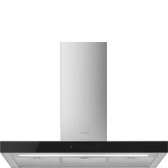 Smeg Wall Mounted Hood 90cm 453 m³/h Stainless Steel Black Glass | KBT9L4VN