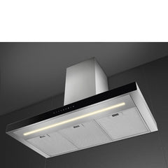 Smeg Wall Mounted Hood 90cm 453 m³/h Stainless Steel Black Glass | KBT9L4VN