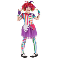 Rainbow Clown Girl Costume (Dress, Headband, Gloves, Wig) | 091093