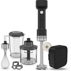 KitchenAid Go Cordless Hand Blender Set with Battery Matte Black | 5KHBRV75BM
