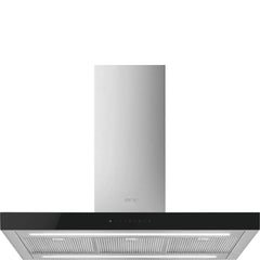Smeg Island Hood 90cm 626 m³/h Stainless Steel Black Glass | KBTI9L4VN