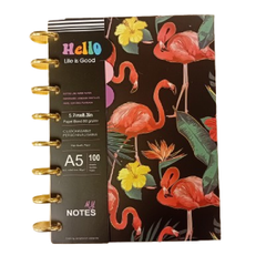 Notebook - Black Animal Print - 20.5x15.5cm - Flamingo | D318