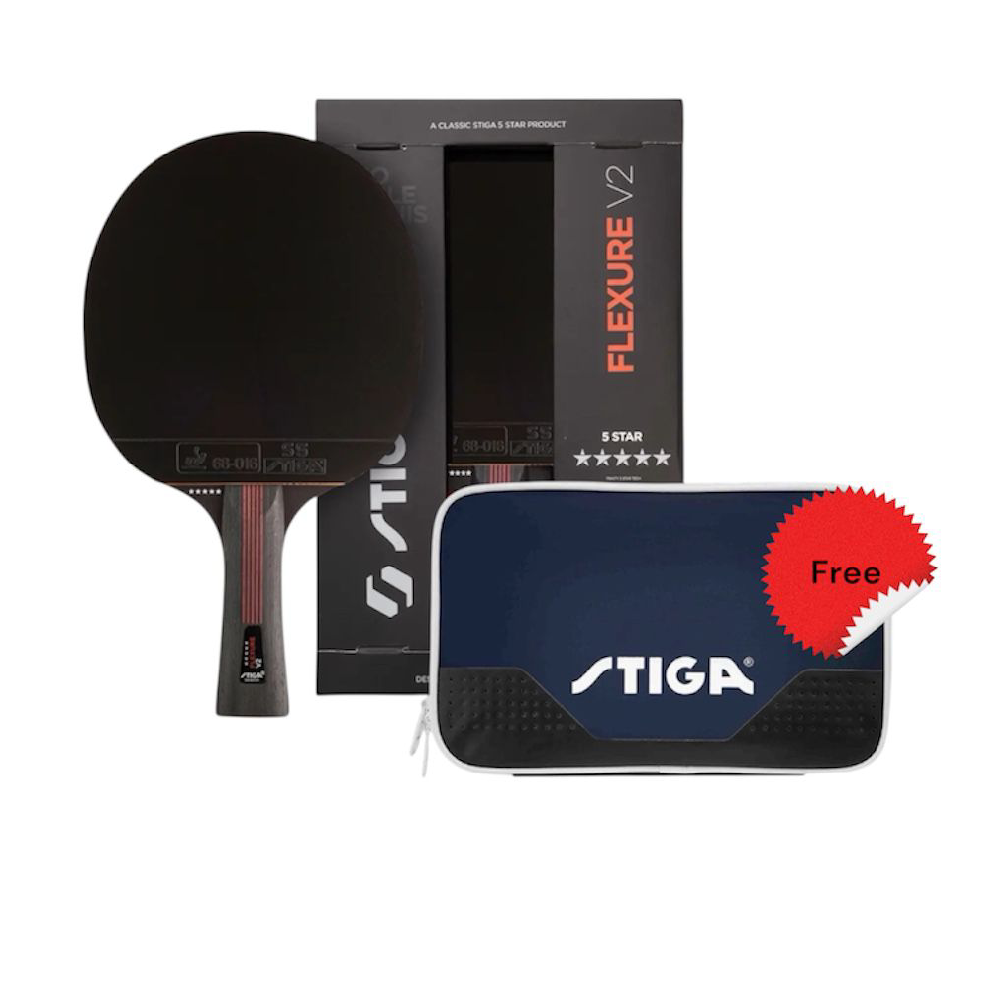 Stiga Flexure V2 5-Star Table Tennis Racket - Free Stiga Double Wallet Cover