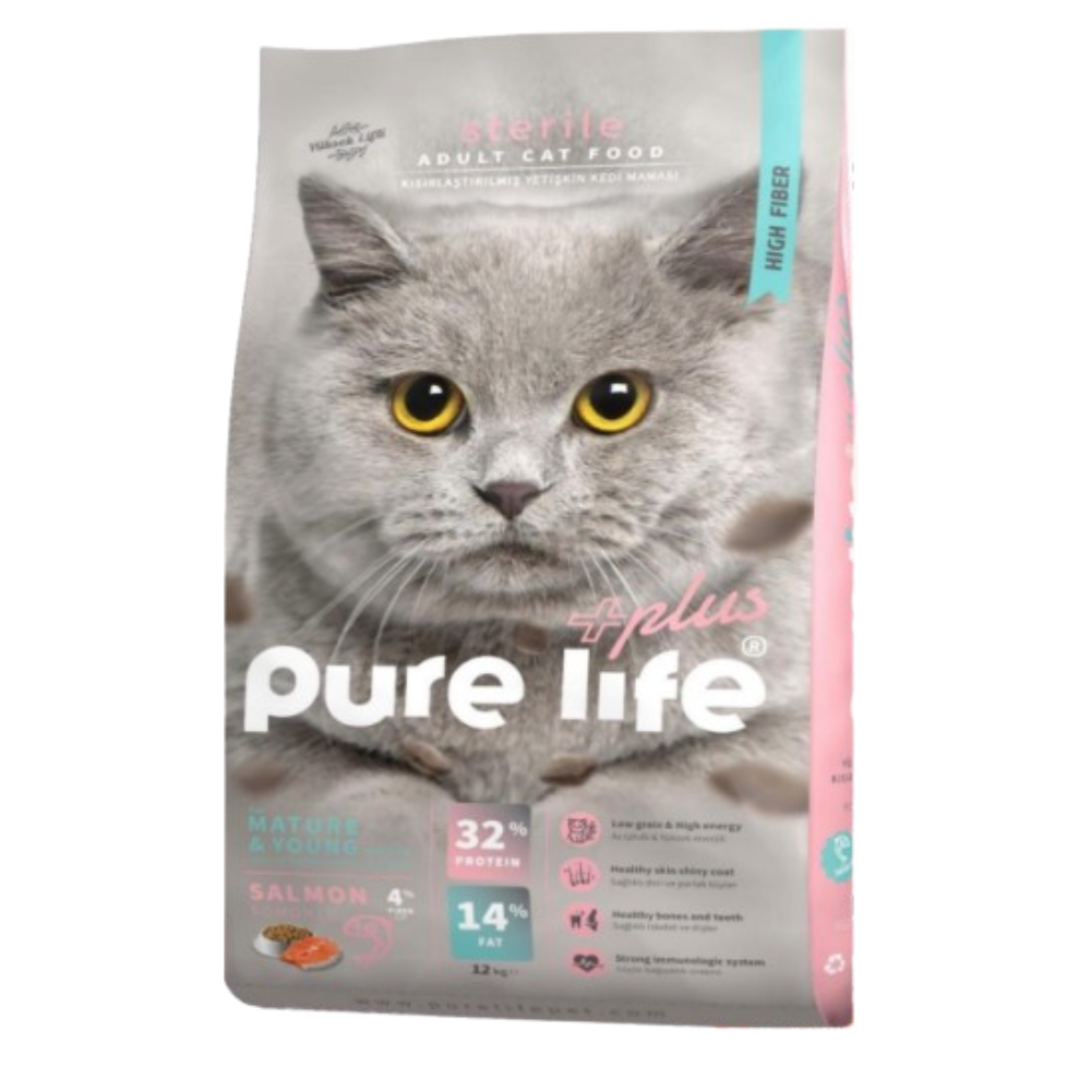 Pure Life Plus Cat Dry Food 15KG Super Premium Sterilized  Mature & Young Salmon
